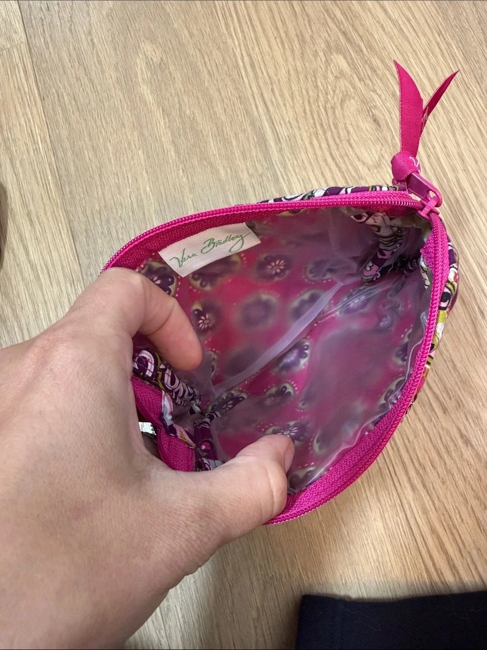 Vera Bradley Pink Paisley Quilted Cosmetic Pouch with Floral Medallion